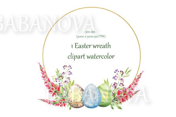 Easter Floral Wreath with a Golden Frame