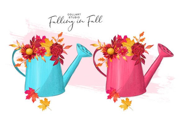 Floral Bucket, Autumn Flowers, Fall Clip Art