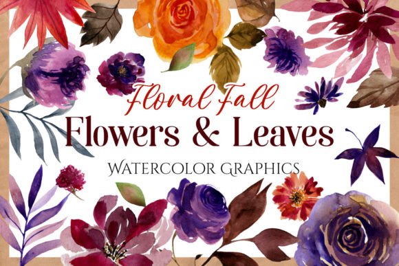 Floral Fall Watercolor Graphics for Creative Projects