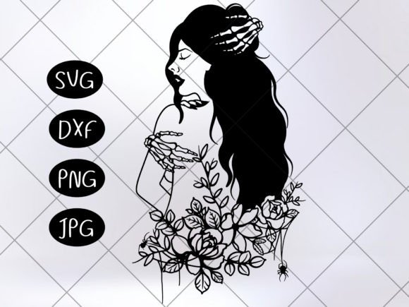 Floral Woman with Skeleton and Spider