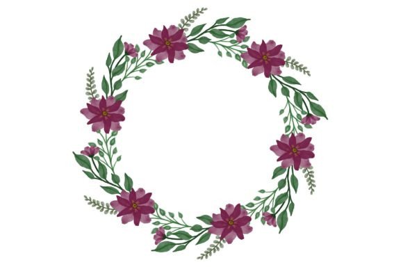 Red Floral Wreath for Wedding Card