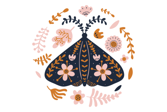 Tribal Butterfly Floral Ornament Design